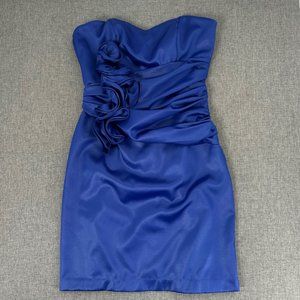 DUSK Collection By Sheila Yen Evening Dress Royal Blue Sz 8 Ruched‎ Strapless